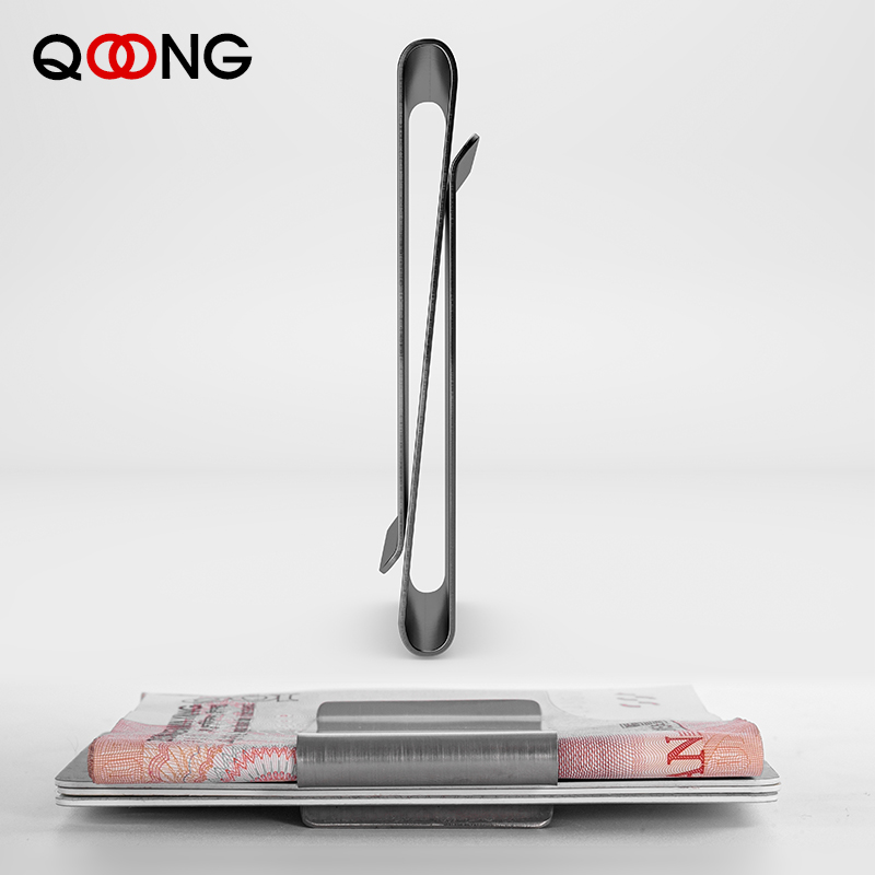 Money Clip Magnetic - QOONG Нержавеющая сталь тонкое двухстороннее Для
