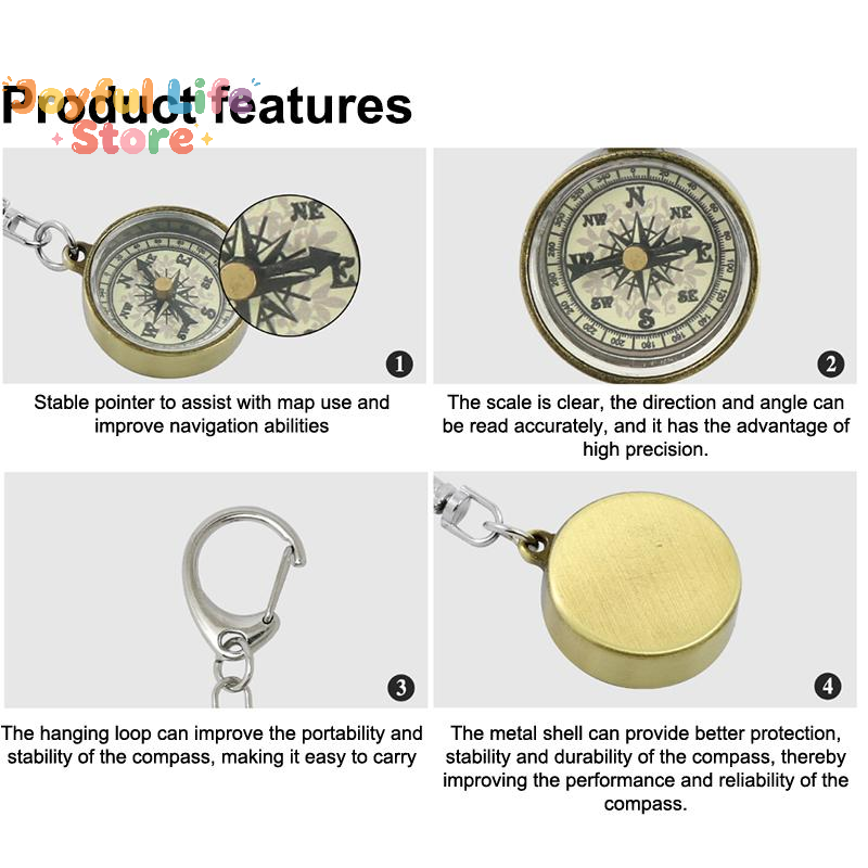 Горячая распродажа: Винтажный  – обзор и цена Compass Keychain Mini